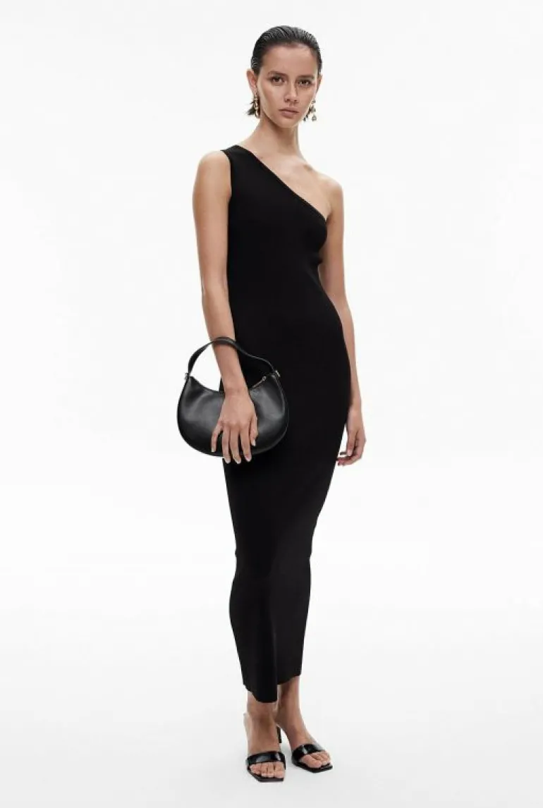 Sale | Dresses^Witchery Asymmetric Rib Knit Dress Black