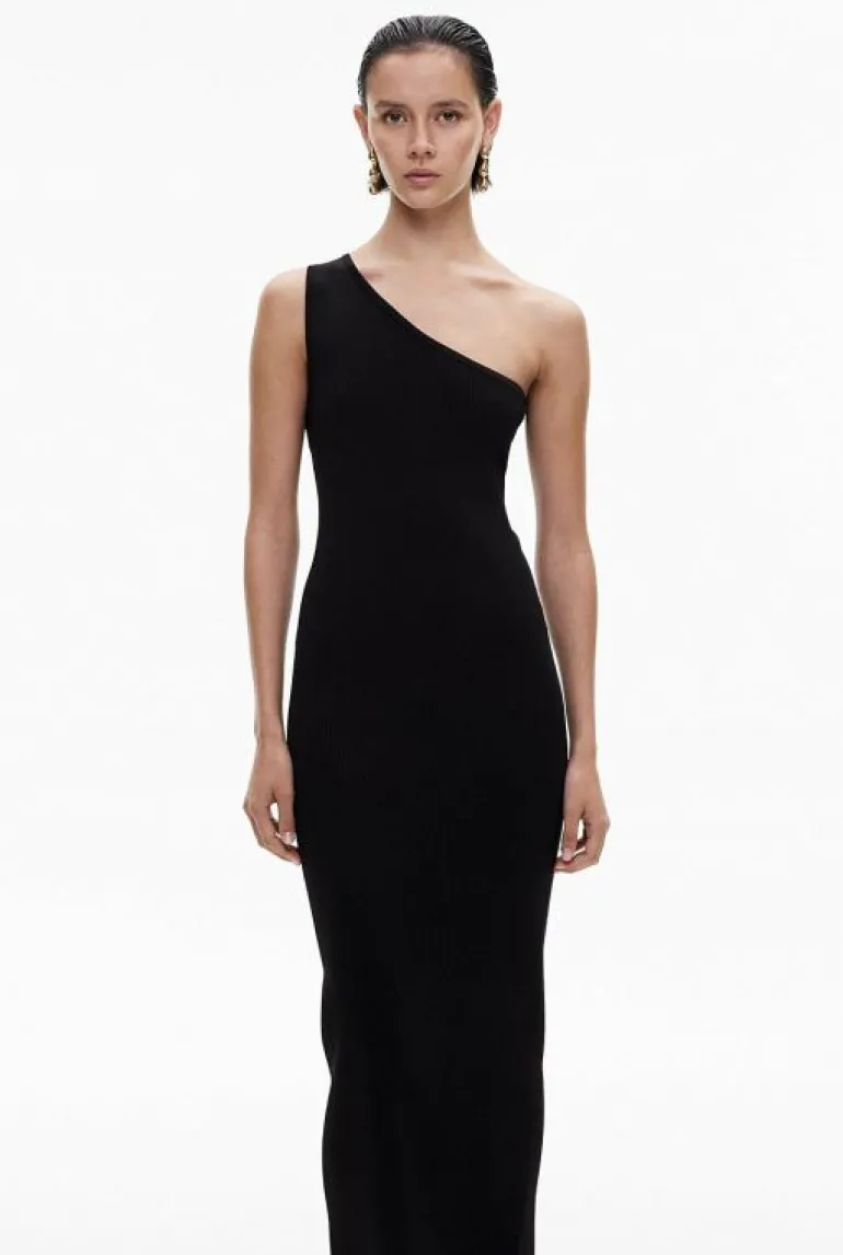 Sale | Dresses^Witchery Asymmetric Rib Knit Dress Black