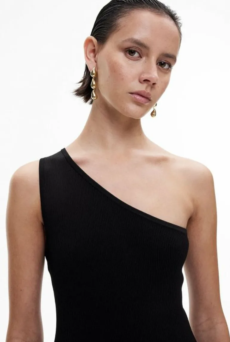Sale | Dresses^Witchery Asymmetric Rib Knit Dress Black