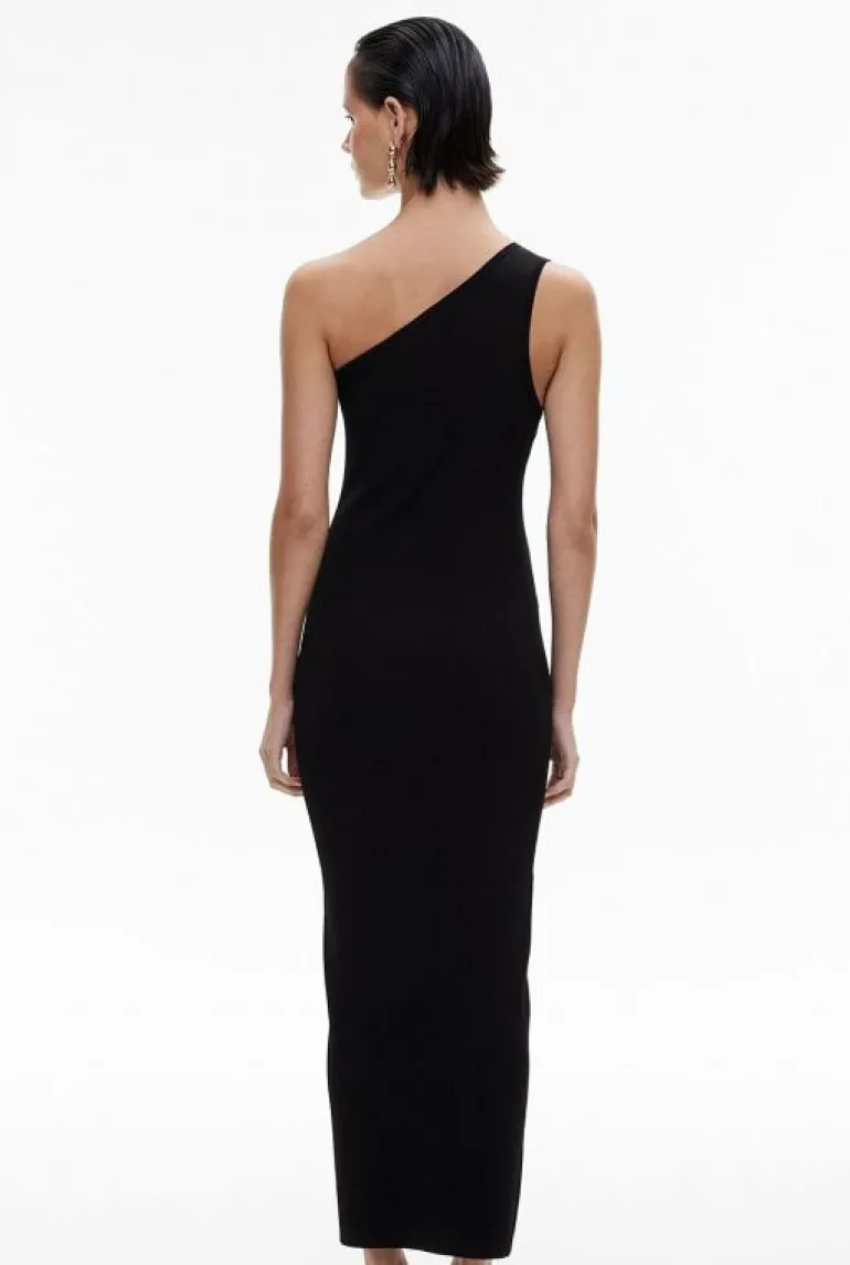 Sale | Dresses^Witchery Asymmetric Rib Knit Dress Black