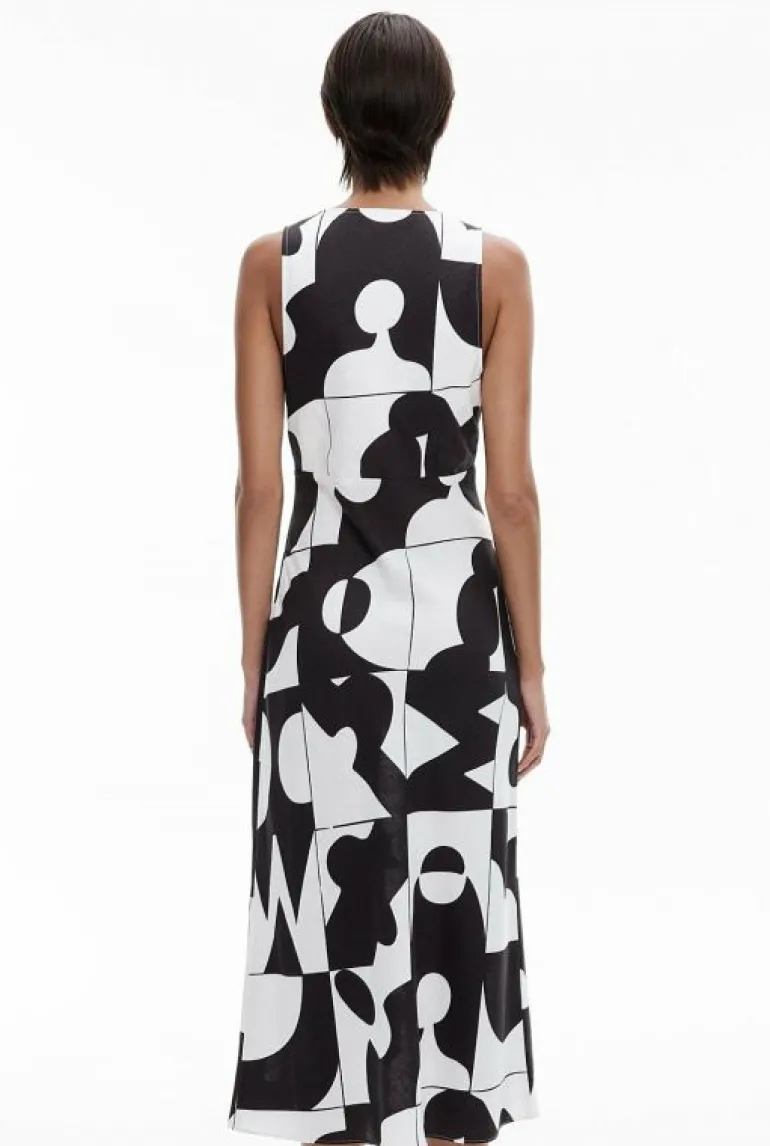 Dresses^Witchery Bias V Neck Dress GeoTileBlack