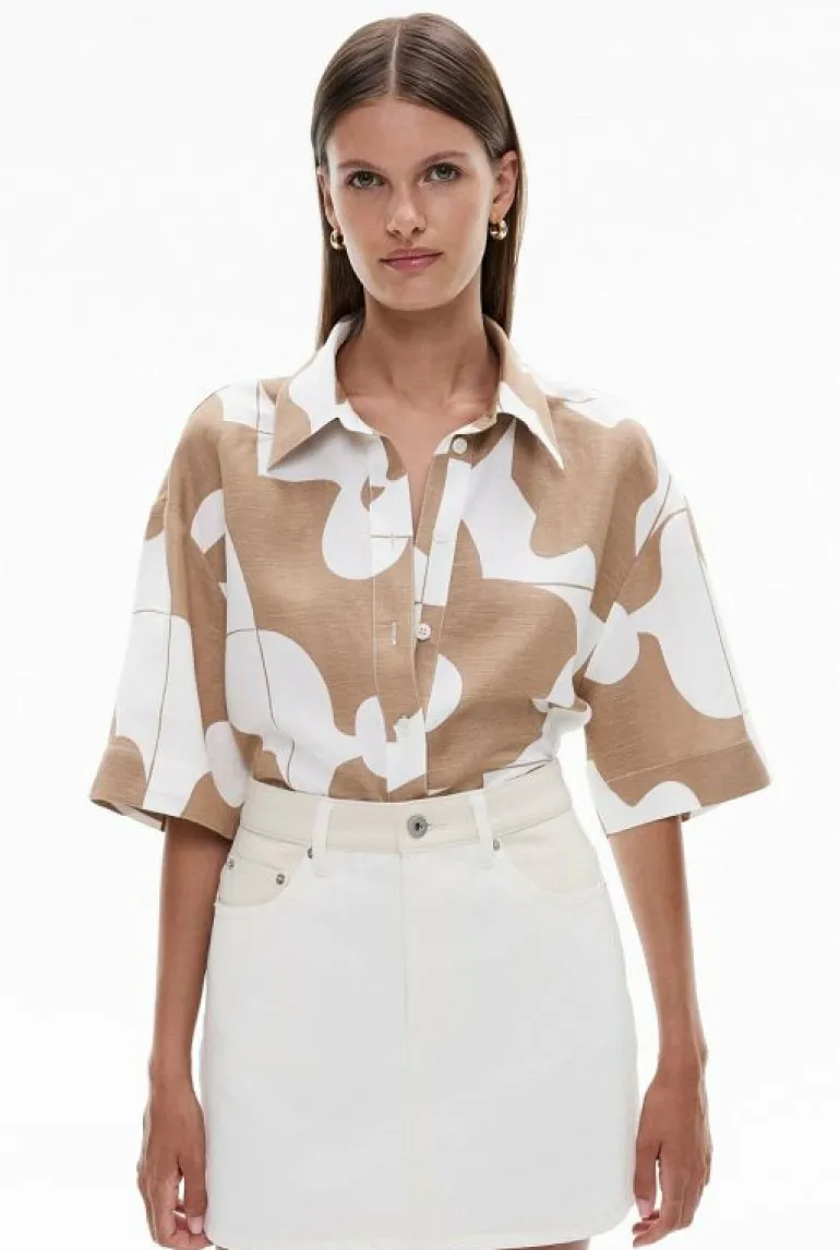 Shirts^Witchery Boxy Cropped Shirt GeoTileBlack