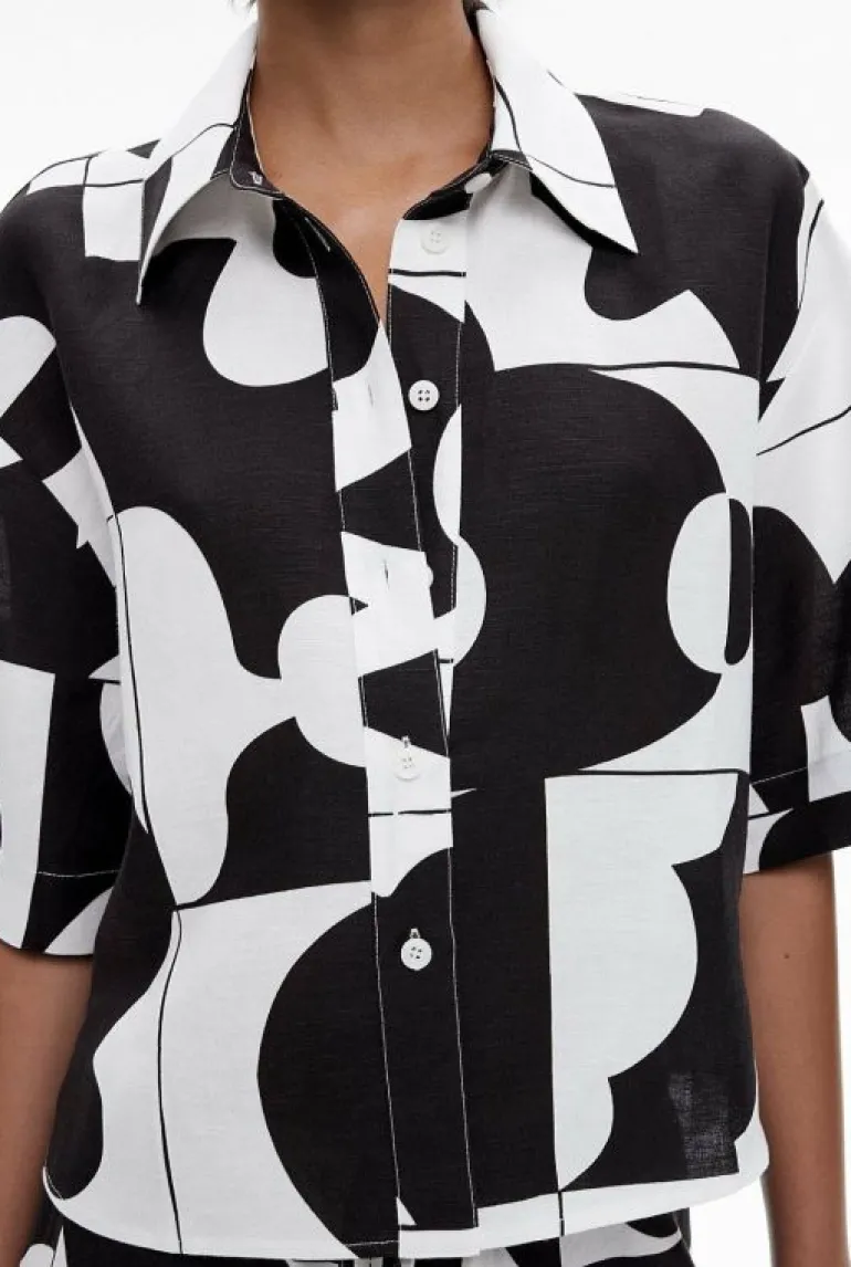 Shirts^Witchery Boxy Cropped Shirt GeoTileBlack