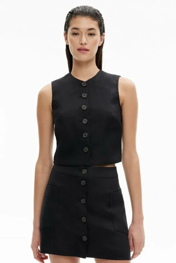 Shirts^Witchery Button Front Vest Black
