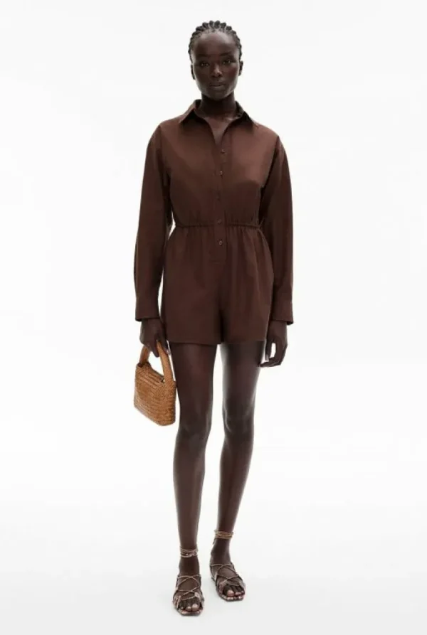 Dresses^Witchery Button Long Sleeve Jumpsuit ReefBrown