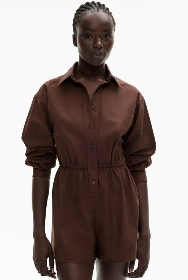 Dresses^Witchery Button Long Sleeve Jumpsuit ReefBrown