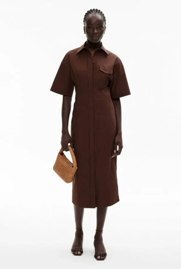 Dresses^Witchery Cinched Midi Dress ReefBrown
