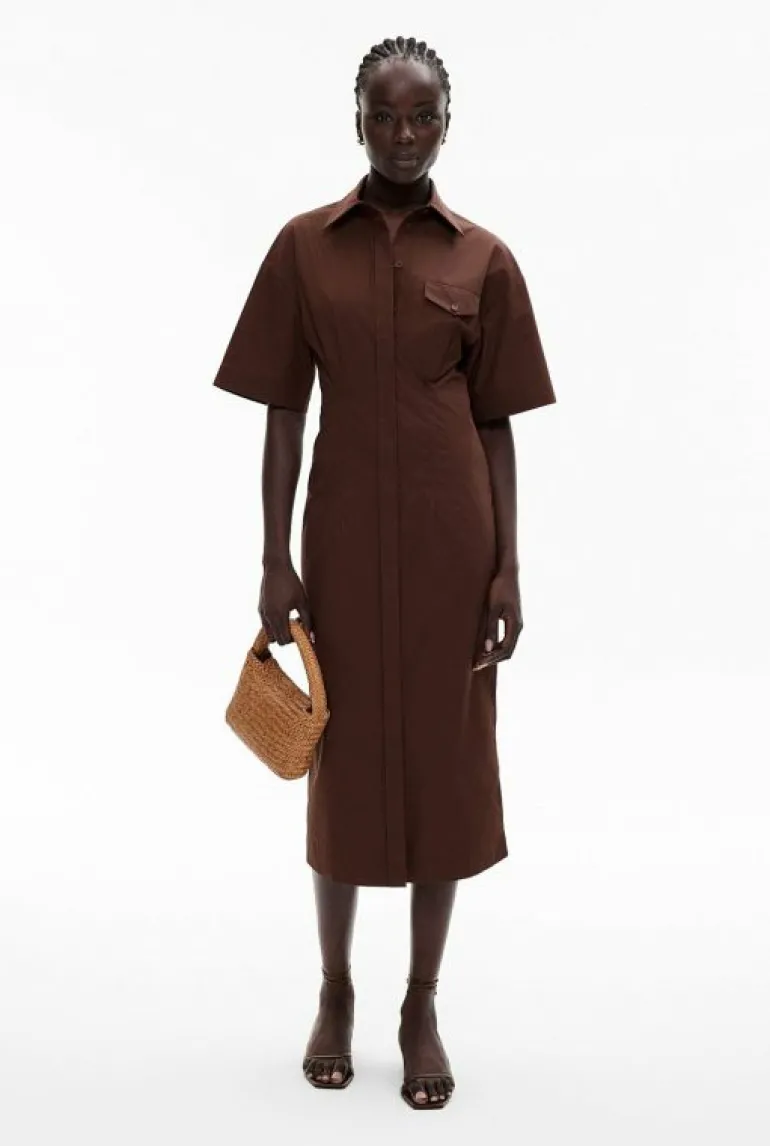 Dresses^Witchery Cinched Midi Dress ReefBrown