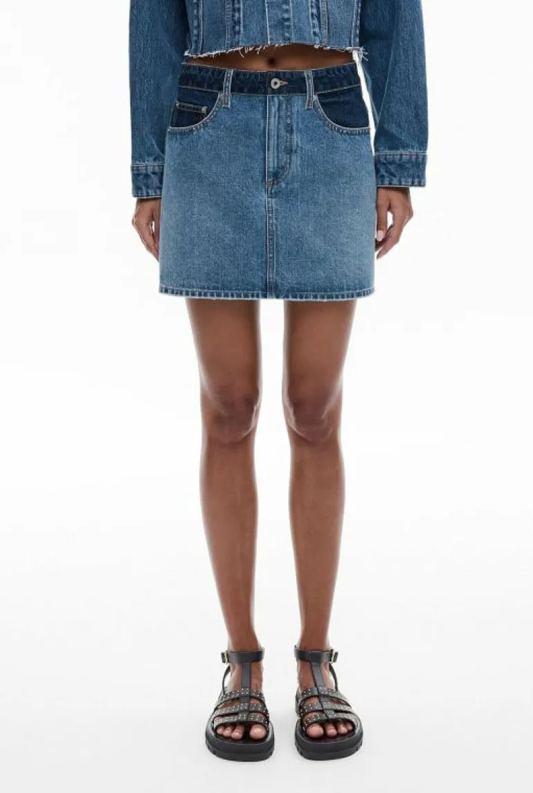 Skirts^Witchery Contrast Denim Skirt LightIndigo