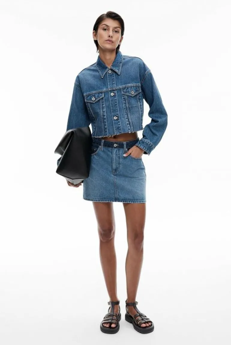 Skirts^Witchery Contrast Denim Skirt LightIndigo