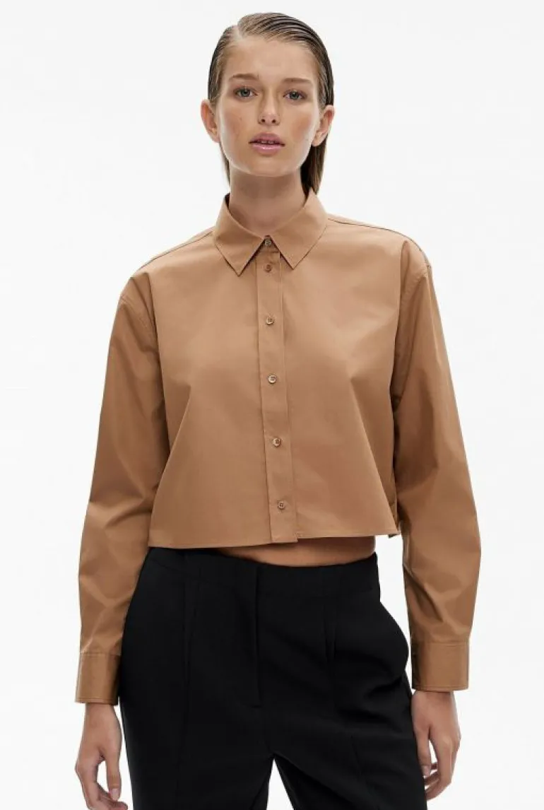 Sale | Shirts^Witchery Cotton Cropped Shirt Camel