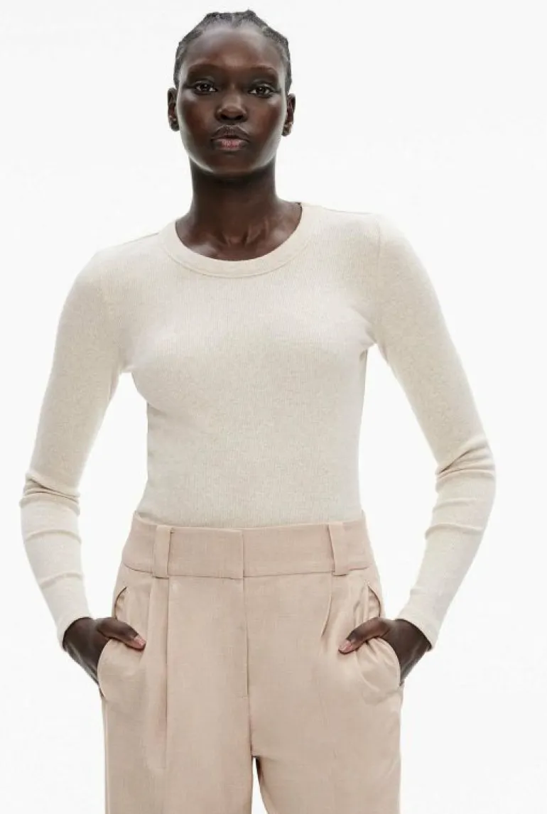 Sale | Tops & T Shirts^Witchery Cotton Long Sleeve Rib Top OatmealMarle