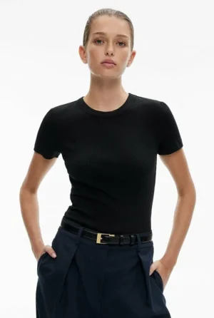 Tops & T Shirts^Witchery Crew Rib T-Shirt Black