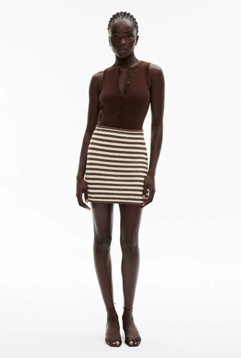 Skirts^Witchery Crochet Knit Skirt ChocolateStripe