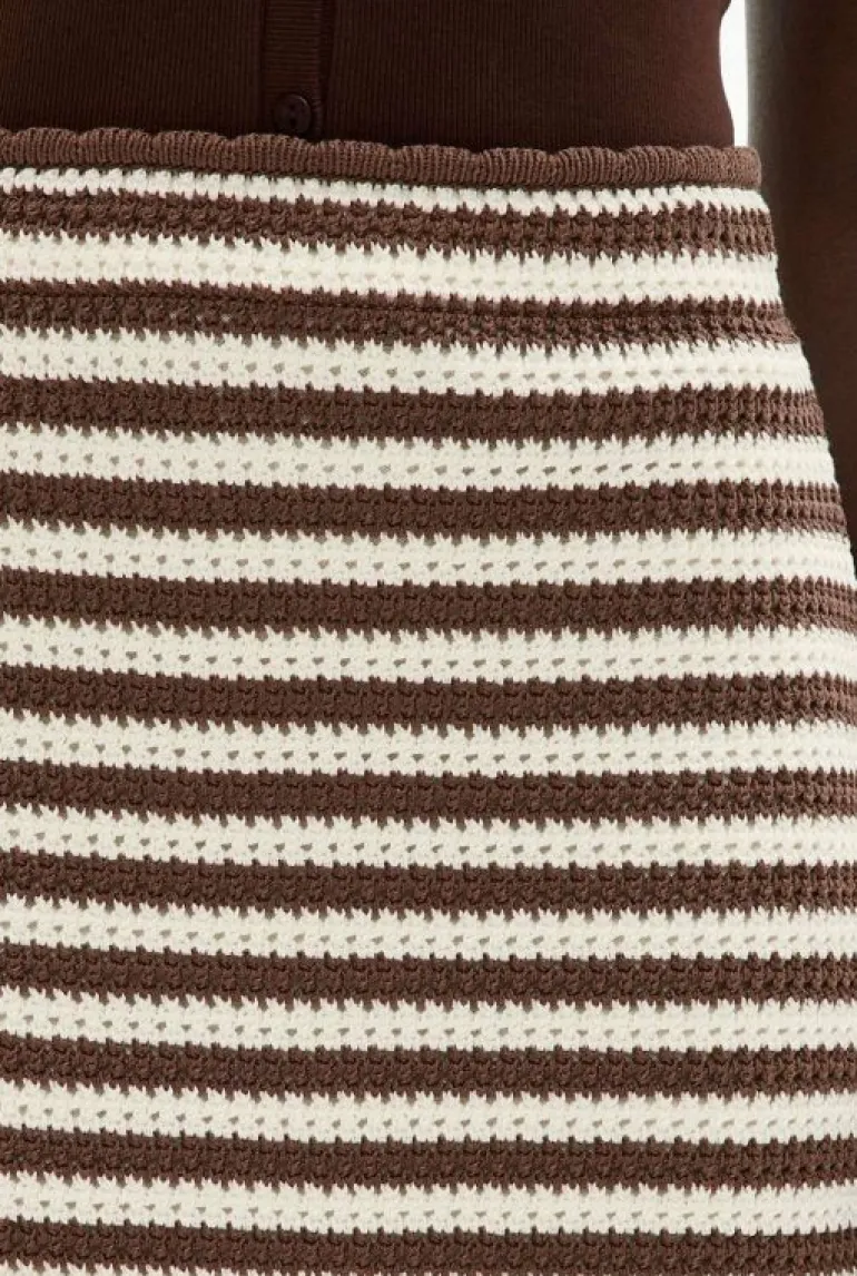 Skirts^Witchery Crochet Knit Skirt ChocolateStripe