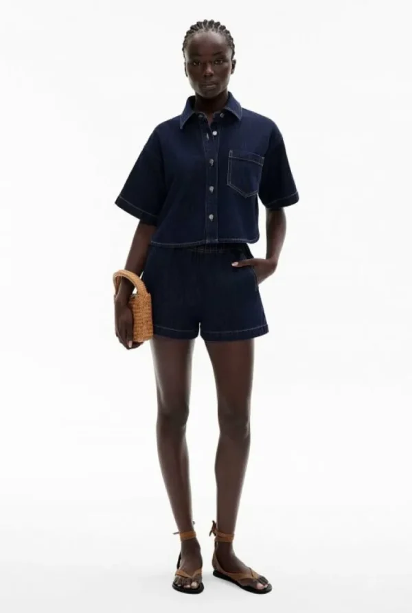 Shirts^Witchery Denim Crop Shirt Indigo