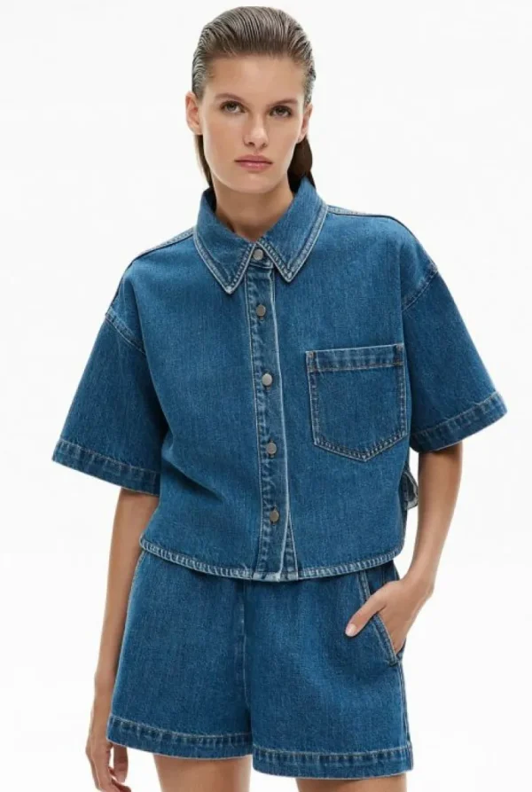 Shirts^Witchery Denim Crop Shirt Indigo
