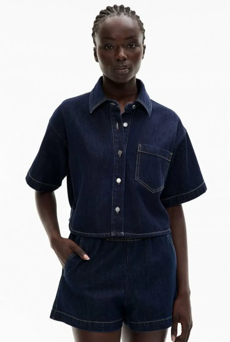 Shirts^Witchery Denim Crop Shirt Indigo