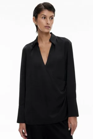 Tops & T Shirts | Shirts^Witchery Drape Wrap Shirt Black