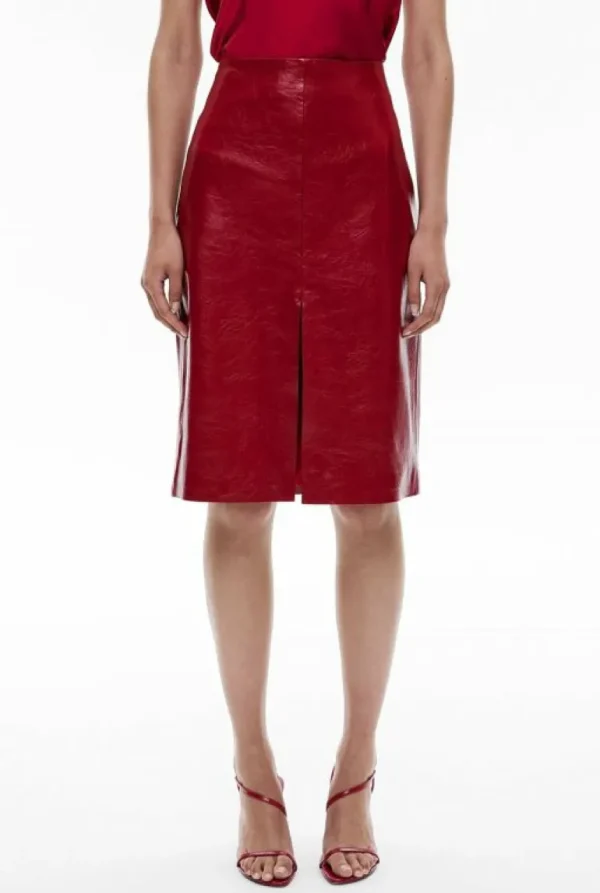 Skirts^Witchery Front Split Midi Skirt Ruby