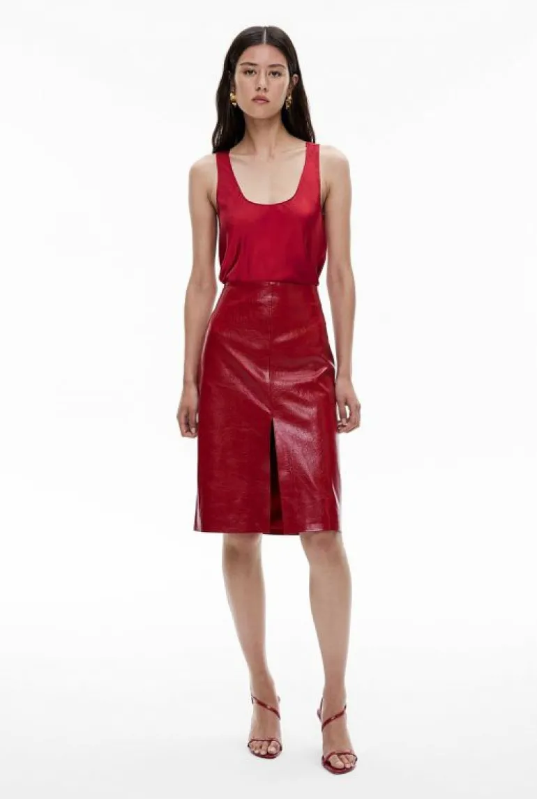 Skirts^Witchery Front Split Midi Skirt Ruby