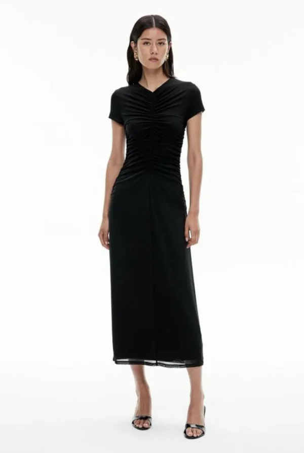 Dresses^Witchery Gather Mesh Dress Black