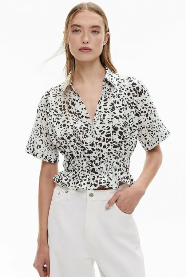 Shirts^Witchery Gathered Waist Short Sleeve Shirt OcelotPrint