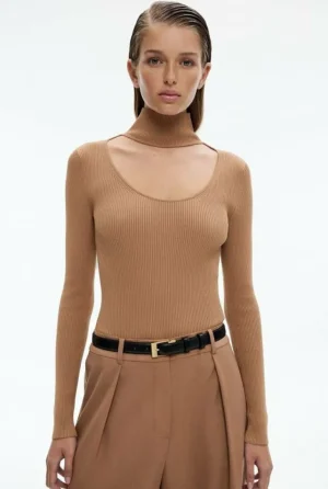Sale | Tops & T Shirts^Witchery High Neck Knit Bodysuit Camel