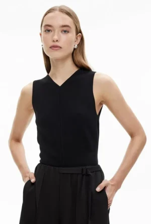 Tops & T Shirts | Knitwear^Witchery High V Knit Tank Black