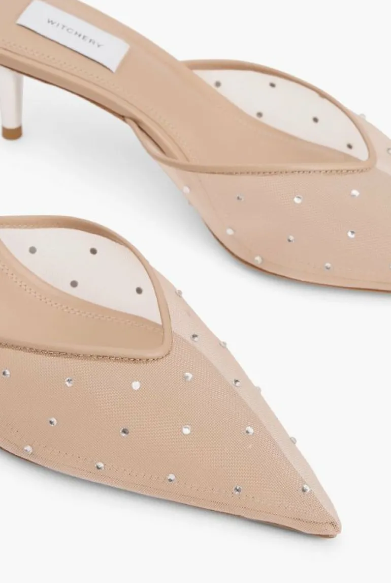 Heels^Witchery Jasmine Kitten Mules Praline