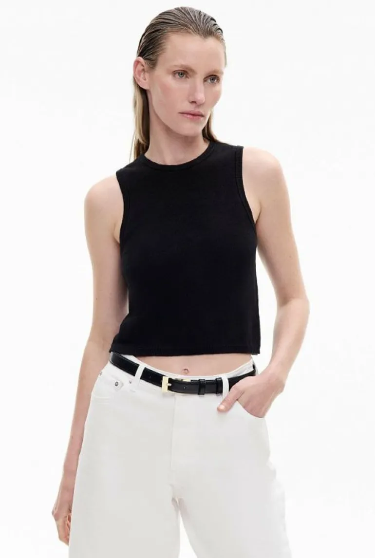 Tops & T Shirts | Knitwear^Witchery Linen Crew Knit Tank Black