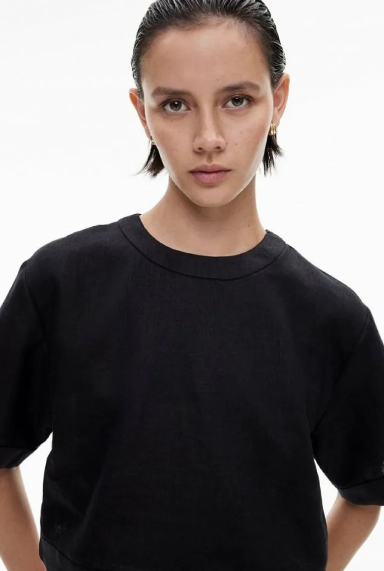 Tops & T Shirts | Shirts^Witchery Linen Crop Popover Black