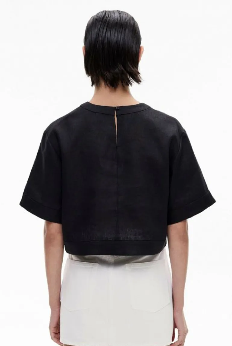 Tops & T Shirts | Shirts^Witchery Linen Crop Popover Black