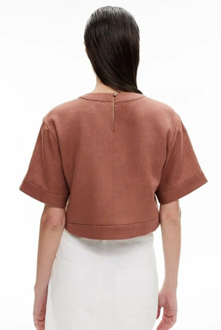 Shirts^Witchery Linen Crop Popover Black