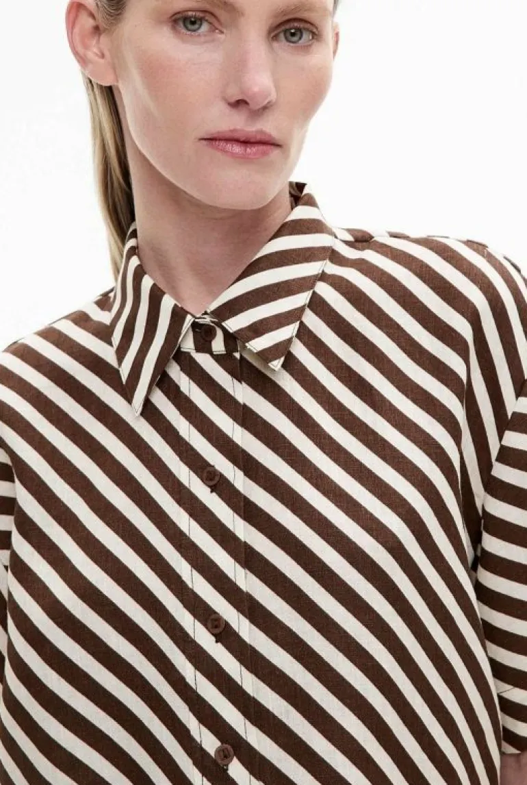 Sale | Shirts^Witchery Linen Crop Shirt ChocolateStripe