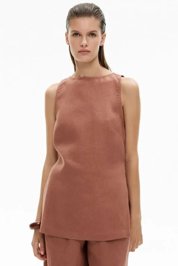 Shirts^Witchery Linen Longline Top Nutmeg