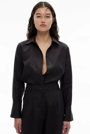 Sale | Shirts^Witchery Linen Split Detail Shirt Black