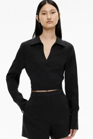 Sale | Shirts^Witchery Long Sleeve Tie Crop Shirt Black