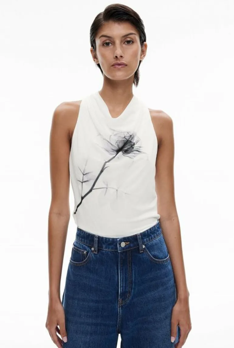 Tops & T Shirts^Witchery Mesh Drape Neck Top RosePrint