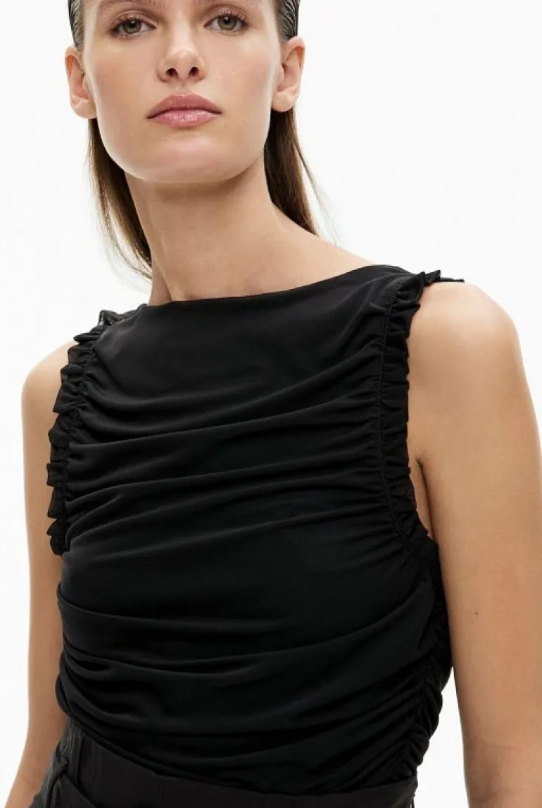 Tops & T Shirts^Witchery Mesh Ruffle Top Black