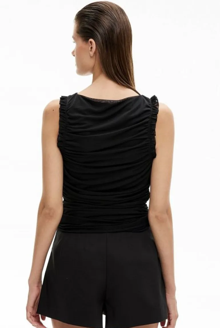 Tops & T Shirts^Witchery Mesh Ruffle Top Black