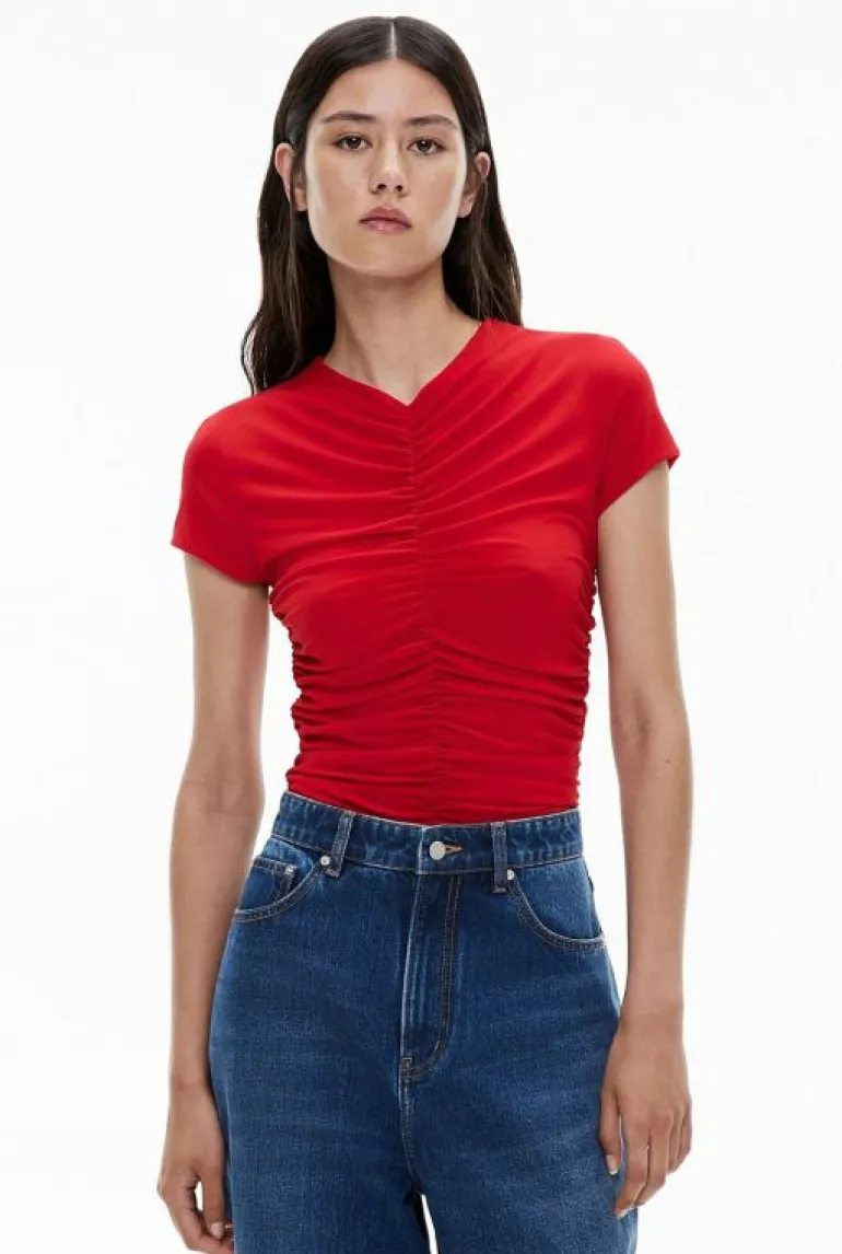 Tops & T Shirts^Witchery Ruched Mesh Tee FlameRed