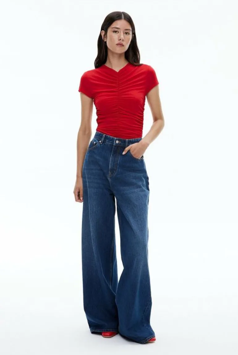 Tops & T Shirts^Witchery Ruched Mesh Tee FlameRed