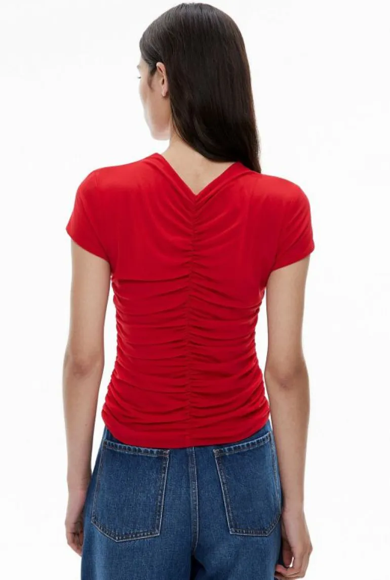 Tops & T Shirts^Witchery Ruched Mesh Tee FlameRed