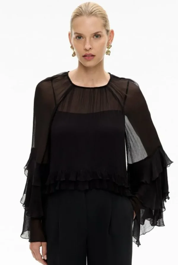 Tops & T Shirts | Shirts^Witchery Ruffle Trim Shirt Black