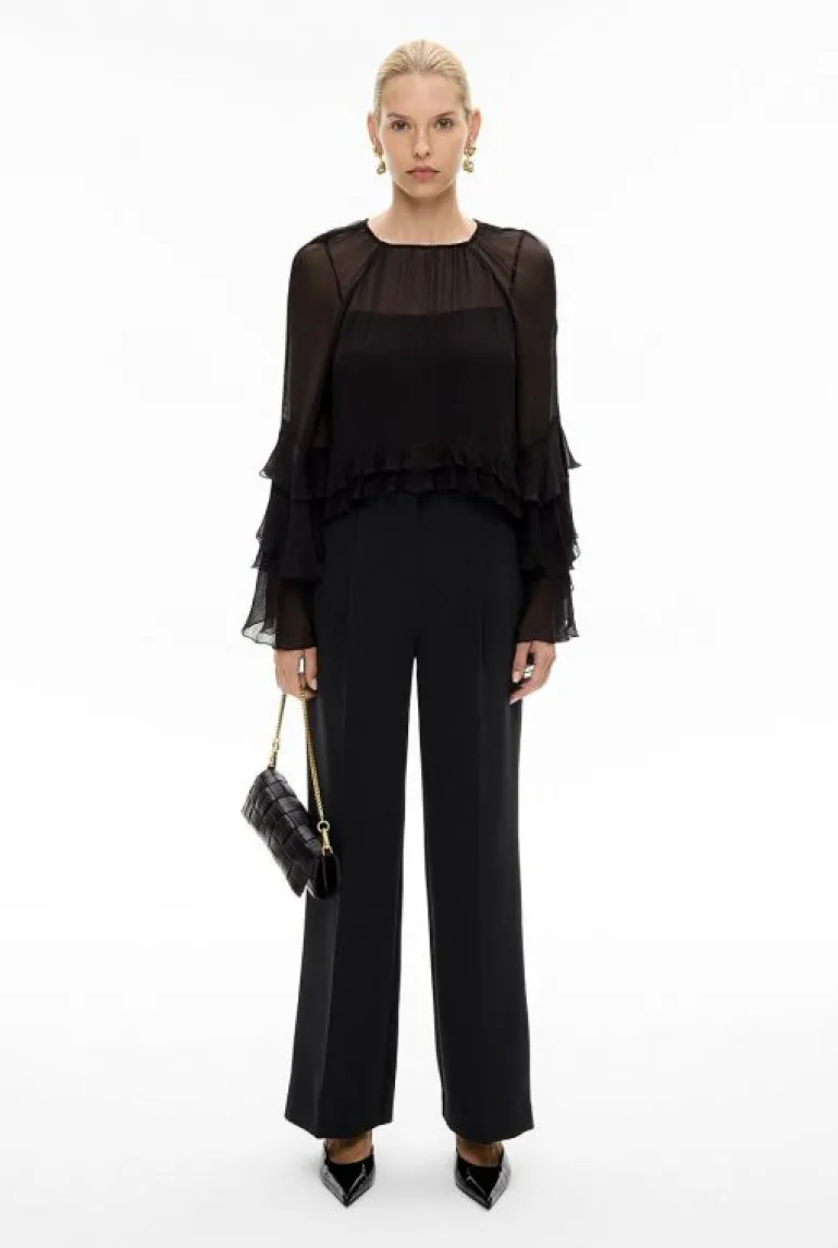 Tops & T Shirts | Shirts^Witchery Ruffle Trim Shirt Black