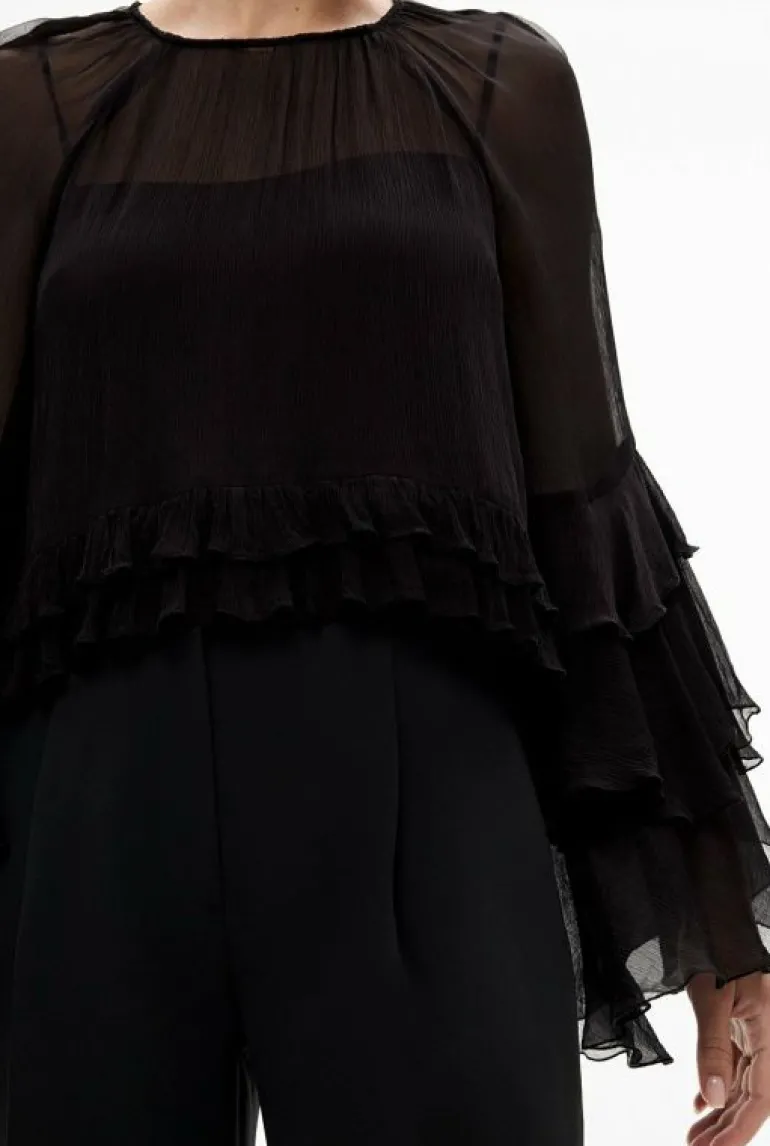 Tops & T Shirts | Shirts^Witchery Ruffle Trim Shirt Black