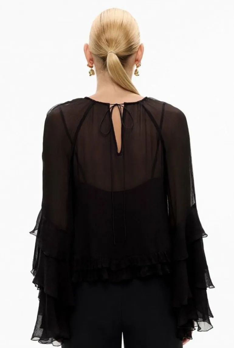 Tops & T Shirts | Shirts^Witchery Ruffle Trim Shirt Black