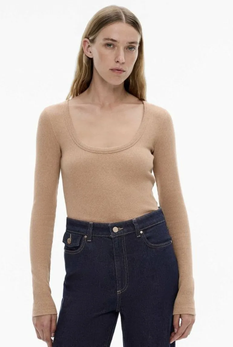 Sale | Tops & T Shirts^Witchery Scoop Neck Rib Top OatmealMarle