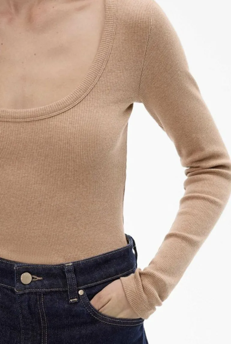 Sale | Tops & T Shirts^Witchery Scoop Neck Rib Top OatmealMarle